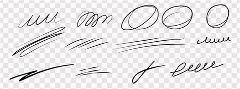 Рукописные штрихи на прозрачном фоне, нарисованные ручкой векторная ...