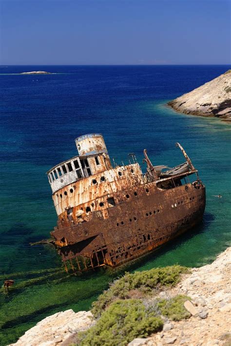Ship wreck of Amorgos stock image. Image of ferry, travel - 34497321