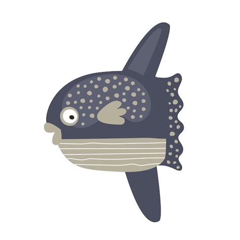 Premium Vector Cute Cartoon Sea Fish Moon Flat Style Illustration