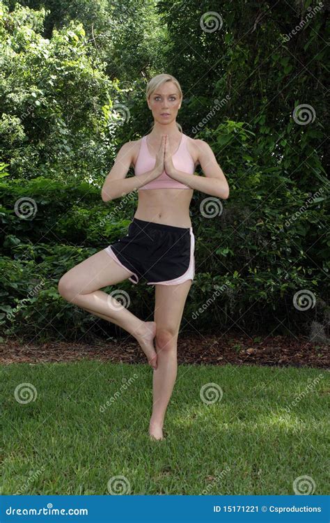 Beautiful Blonde Athlete In Yoga Position Stock Image Image Of Fitness Athletic