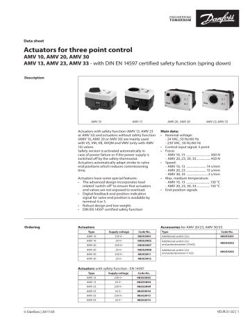 Danfoss AMV 10/20/30/13/23/33 Data Sheet | Manualzz
