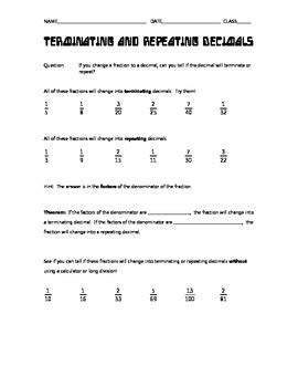 Terminating And Repeating Decimals By Math Solutions Infinity TpT