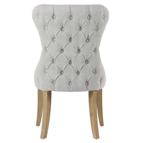 Guia Button Back Dining Chair Fabric Beige Meubles