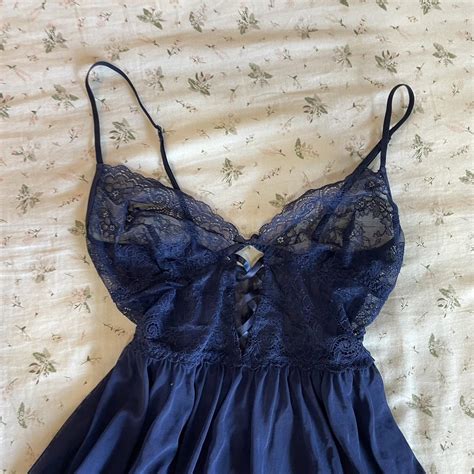 Navel Blue Lace Slip Dress Lingerie With Corset Depop