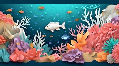 Premium Ai Image Colorful Illustration Underwater Scene With Coral