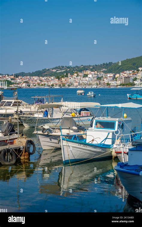 View Of Boats And Skiathos Town Skiathos Island Sporades Islands