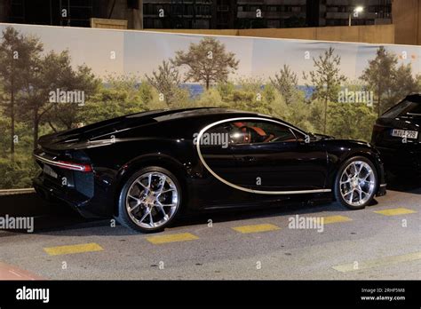 Bugatti Chiron Parked On A Street At Night In Monte Carlo Monaco Stock