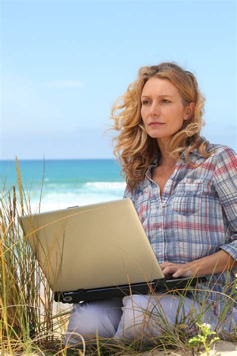 Working On The Beach Stock Photo Image Of Caucasian 26939090