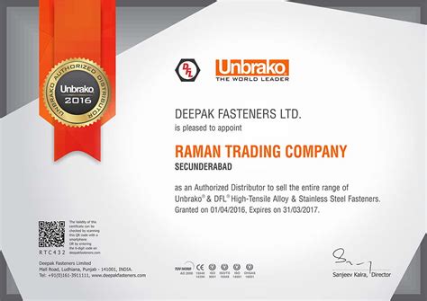 Deepak Fasteners Limited Raman Trading Company