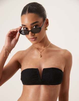 Stradivarius Top Bikini A Fascia Nero All Uncinetto ASOS