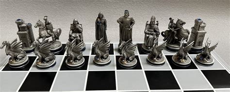 Arthurian Medieval Pewter Chess Set