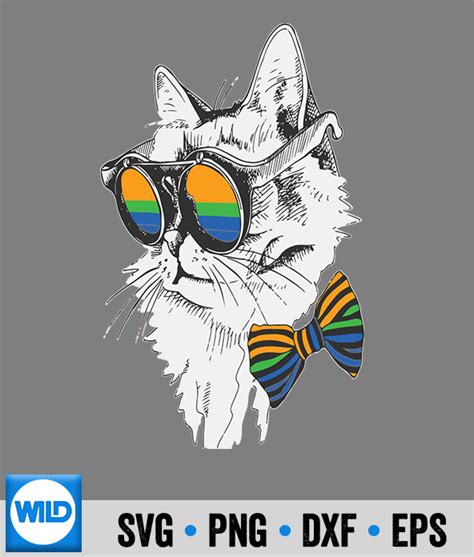 Lgbt SVG Vintage Cat Sunglasses Rainbow Lgbt Gay Lesbian Pride SVG WildSvg