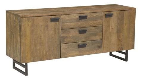 Indi Solid Hardwood Timber Modern Industrial Metal Buffet Sideboard