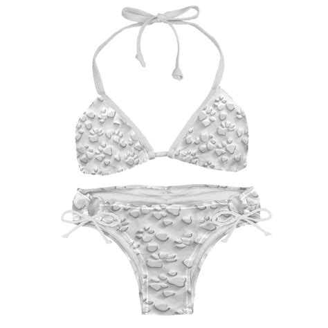 Sexy Women S String Bikini Set Art White Paw Print Print Two Piece