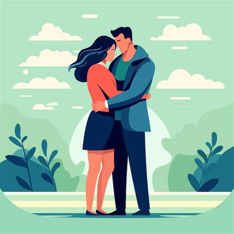 Un Hombre Y Una Mujer Se Abrazan Ilustraci N Vectorial Plana Vector