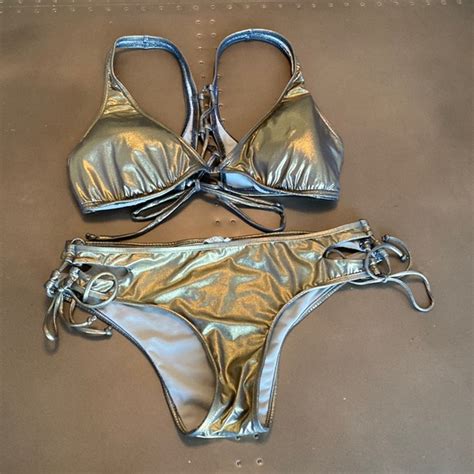 The Bikini Lab Swim Bikini Lab Metallic Gold Bikini Set Poshmark