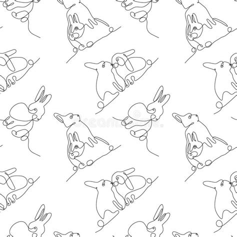 Rabbits Abstract One Continuous Line Illustration Modern Minimalist