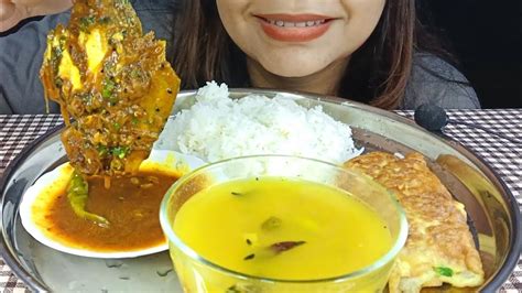 Eating Spicy Fish Curry Omlette Dal With Rice Mukbang ASMR YouTube