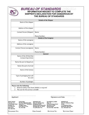 Fillable Online Bsj Org Dangerous Goods Application Form Bureau Of