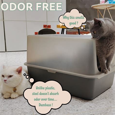 Durable Nonstick steel cat litter box | Marbeloo by Shichic