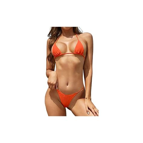 Shekini Costume Da Bagno Donna Micro Coppa Piccola Triangolo Regolabile Halter Bikini Top