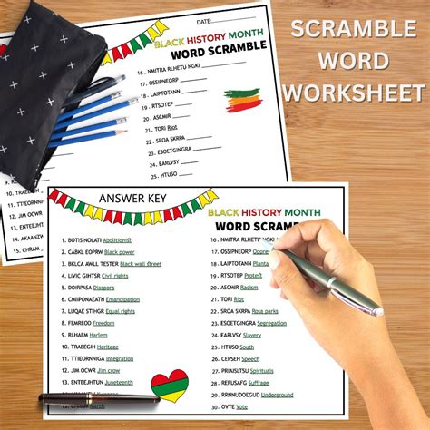 Black History Month Activities Wordsearch and Word Scramble Worksheets ...