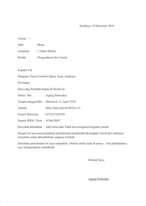 Contoh Surat Pernyataan Pembatalan Pembelian Surat Permohonan