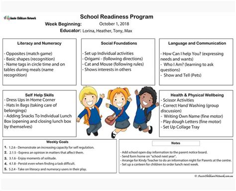 School Readiness Program Aussie Childcare Network