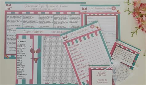 Kit de Brincadeiras Chá de Lingerie Candy Colors Elo7