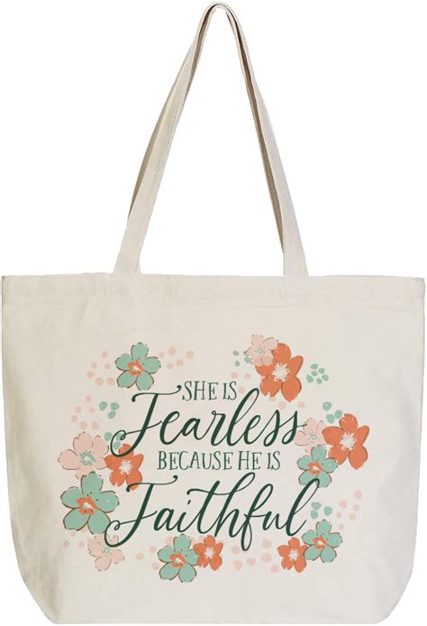 She Is Fearless Canvas Tote Clairmont And Co