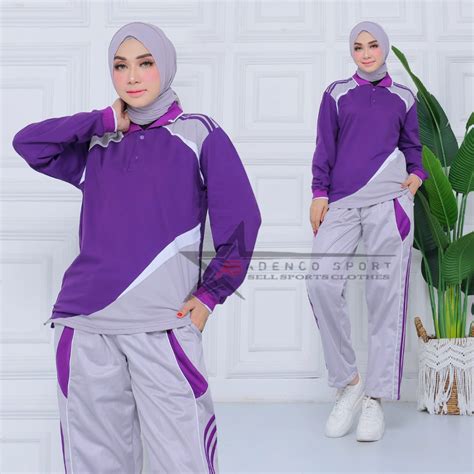 jual baju olahraga wanita  set setelan baju olahraga kerah wanita