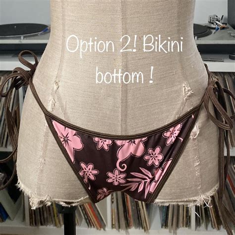 HandMade Bikini Set Pink And Brown Hibiscus Depop