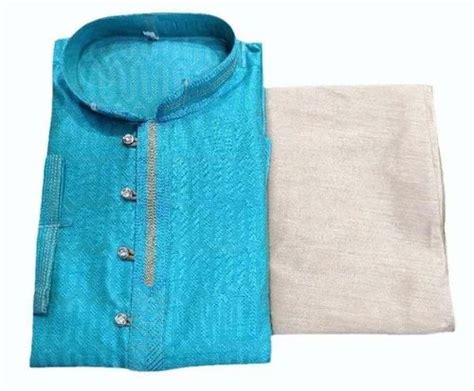 Cotton Silk Men White Sky Blue Kurta Pajama At Rs 650 Set In New Delhi