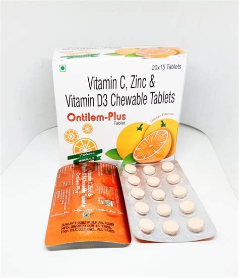 Vitamic C Andzinc And Vitamin D3 Chewable Tablets Ontilem Plus At Rs 70 Box Pharmaceutical