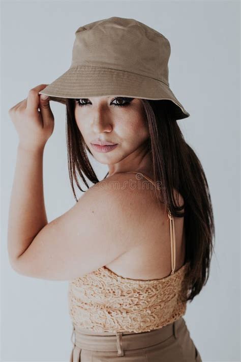 Beautiful Fashionable Oriental Woman Brunette Business Portrait Stock