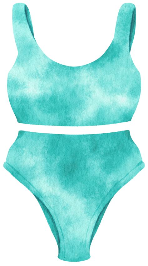 Blue Two Piece Bikini Swimsuits Watercolor Style For Summer Decorative Element 9787163 PNG
