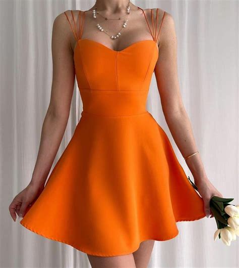 Pin By EloŞ 🖤 On Dress Elbise Short Dresses Orange Homecoming Dresses Classy Casual Outfits