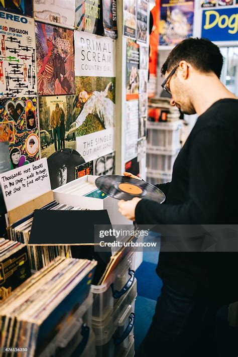 Male Searching For Second Hand Vinyl Records Record Store High Res