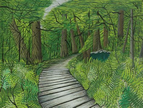 Wooded Path Drawing by Barbara Zipperer - Pixels