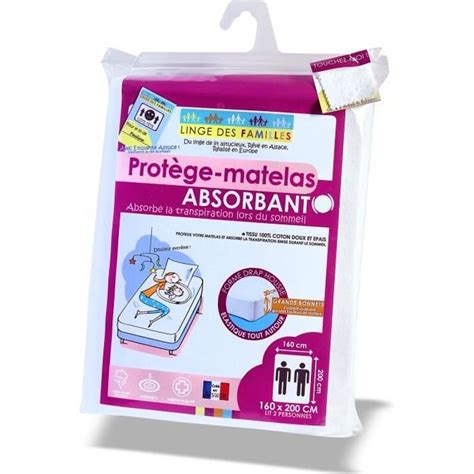 Protège Matelas 160x200 cm Doux et Absorbant Molleton 100 Coton