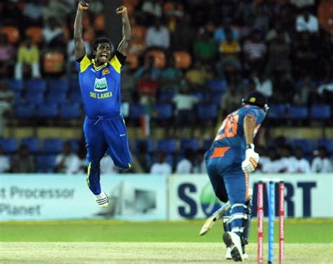 Angelo Mathews Celebrates Dismissing Yusuf Pathan ESPNcricinfo