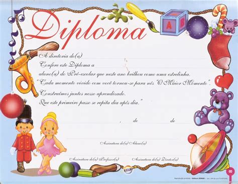 Diploma Educação Infantil Para Editar - Modelos de Diploma para a Educação infantil!-ESPAÇO EDUCAR