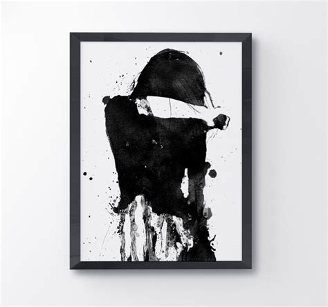 Cry Girl Black and White Art Acrylic Painting Giclee Print - Etsy