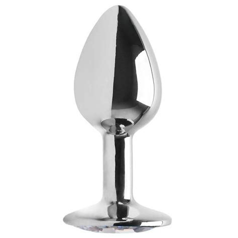 Plug Anal Pequeno Em Metal Cromado Pedra Brilhante Plug Sexual Parceiro Anant
