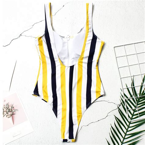 MAILLOT DE BAIN Femmes Bikini à rayures taille maillot de maillot de bain slim monokini slim