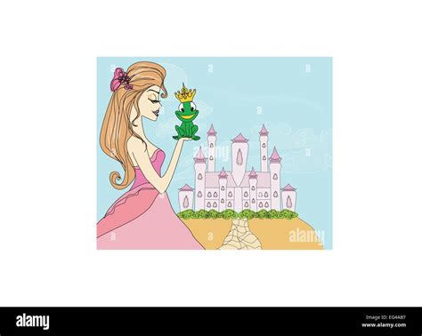 Beautiful Young Princess Kissing A Big Frog Stock Vector Image And Art