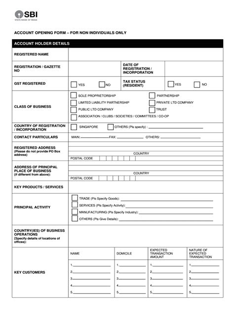 Fillable Online Account Opening Form Final For Non Individuals Fax