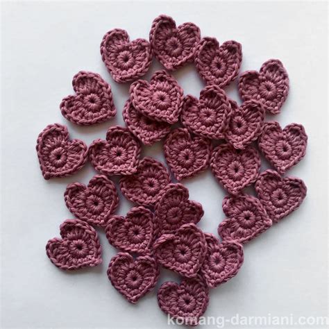 Komang Darmiani Small Crochet Heart Appliqués Product And Pattern