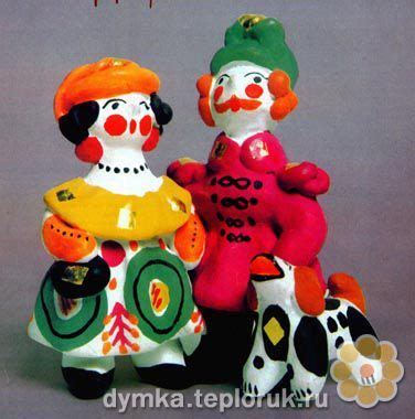 Дымковская игрушка "Дама с собачкой и кавалером" Верещагина Л.Д ...