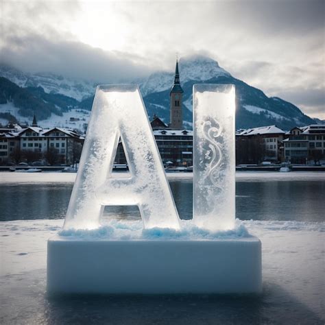 Premium AI Image Letters AI Made Of Ice Against The Background Of A